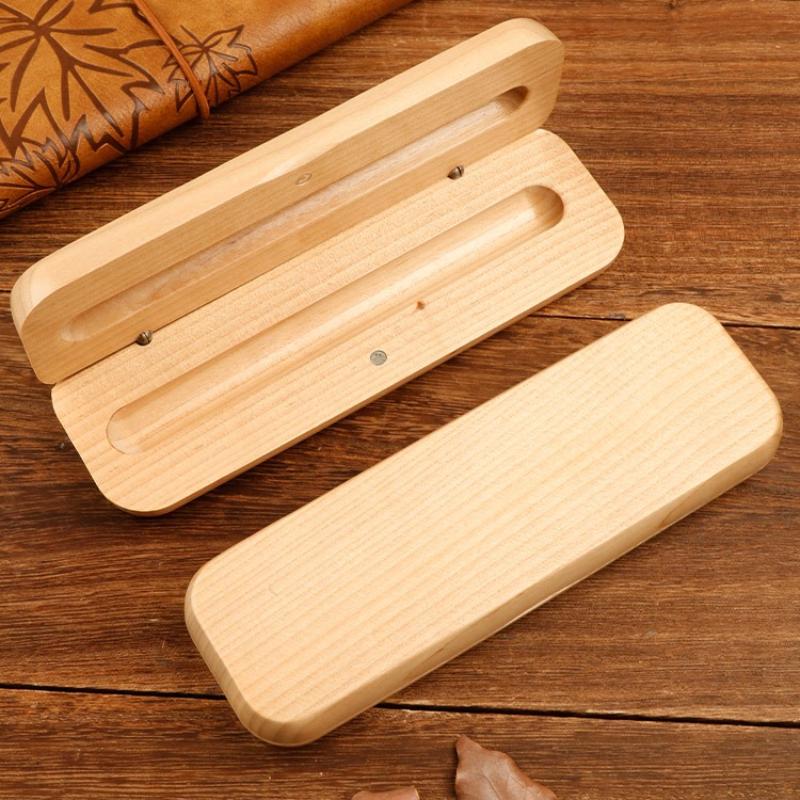 Single Double Handmade Fountain Pen Gift Box Wooden Pen Case Ballpoint Collection Box for Business School Supplies Stationery