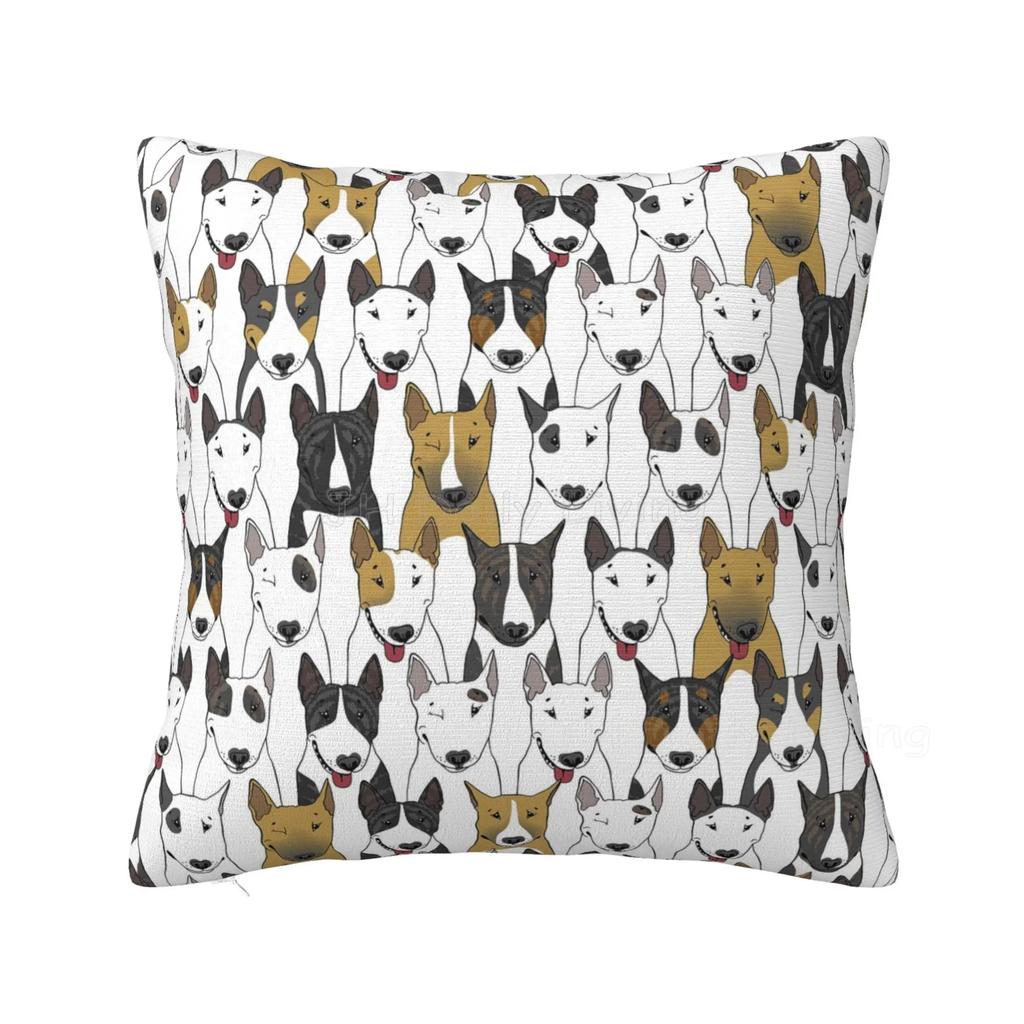 English Bull Terrier Hund Liebe Kissenbezug Kissenhülle für Sofa Lustige Tier-Wurfdecke Kissenbezug Wohnzimmer Schlafzimmer Dekoration