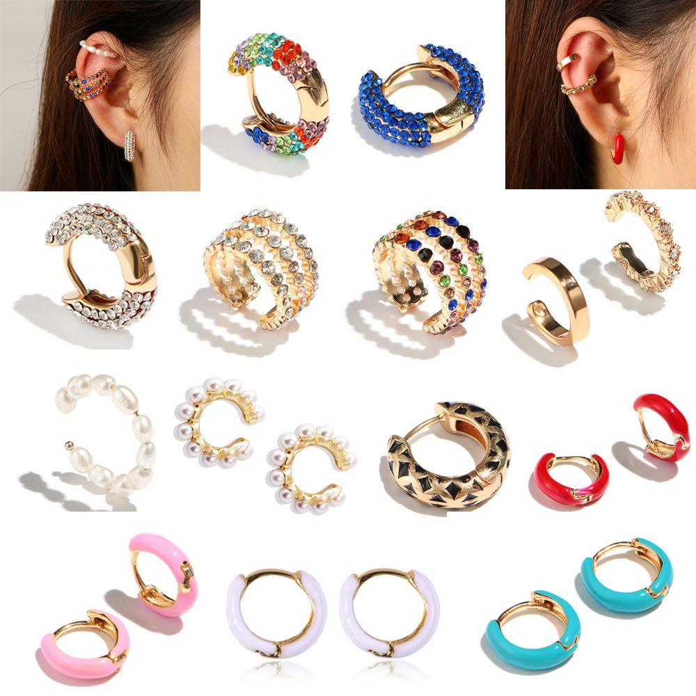 

Круглые Маленькие Клипсы Серьги Богемный Один Ушной Зажим Горный Хрусталь Уха Манжета Цветок Серьги-Кольца