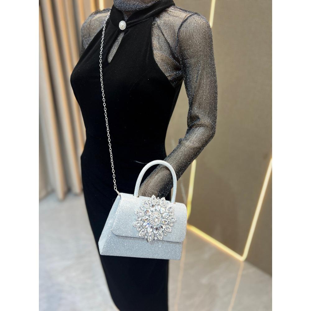 New Fashion Women Bag,Vintage Rhinestone Chain Square Bag,Diamond Handbag Crossbody Evening Bag