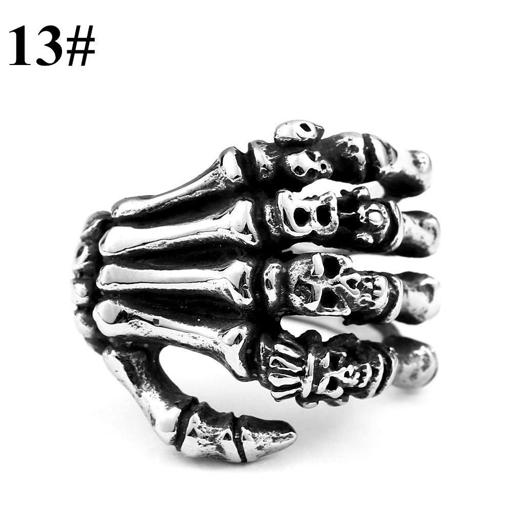 Stainless Steel Hip Hop Biker Rings Punk Skull Rings Gothic