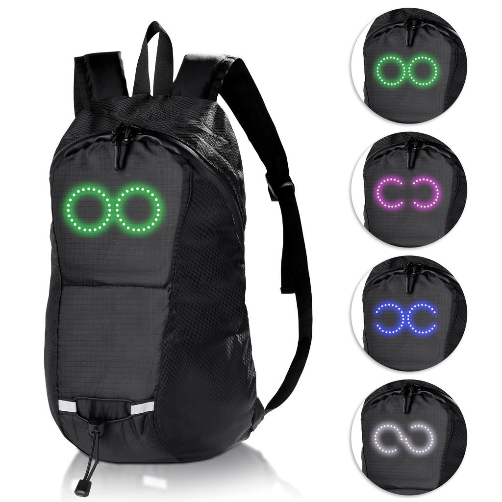 Colorful Led Backpack Riding Backpack Outdoor Hiking Backpack For Bike Riding Men Women Lightweight Backpack 15L Black
