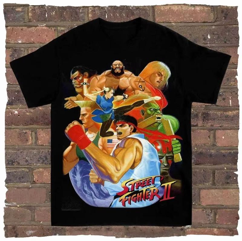 Game Spring Street Fighter Rock and Rap Loose High Street Highquality Mens Tshirts Womens Tshirts Couple Styles