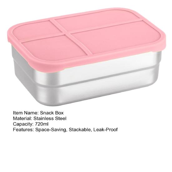 Food Storage Containers With Lids Stainless Steel Snack Box Leak-Proof Stackable Meal