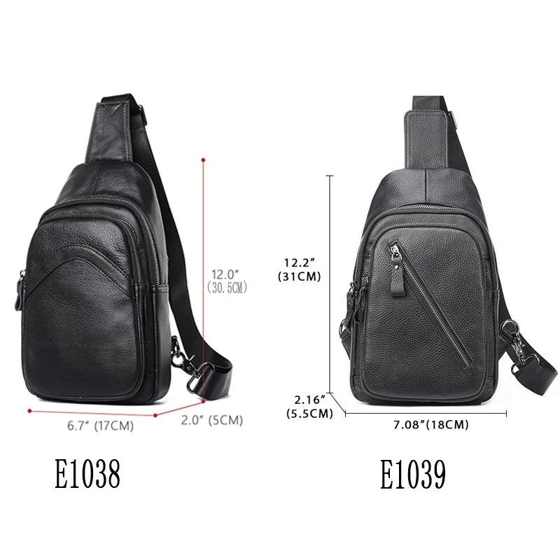 Men's Chest Bag, Genuine Leather Crossbody Bag, Men's Wear-resistant, Expandable, and Reduced Weight