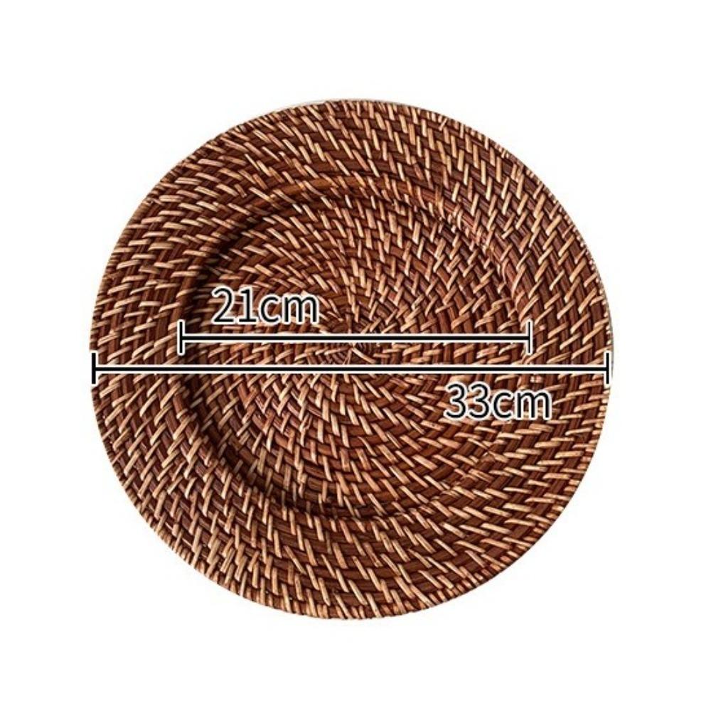 Retro Rattan Tray Handmade Fruit Plate Creative Dessert Plate  Bedroom