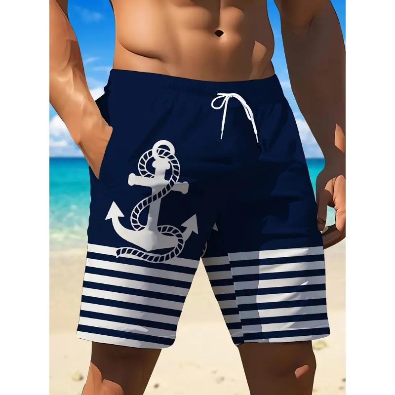 Nuova Moda Ancora Fantasia Pantaloncini da Spiaggia da Uomo Tendenza Estate Stampa 3D Costume da Bagno Largo Coulisse Streetwear Y2k Pantaloni Corti