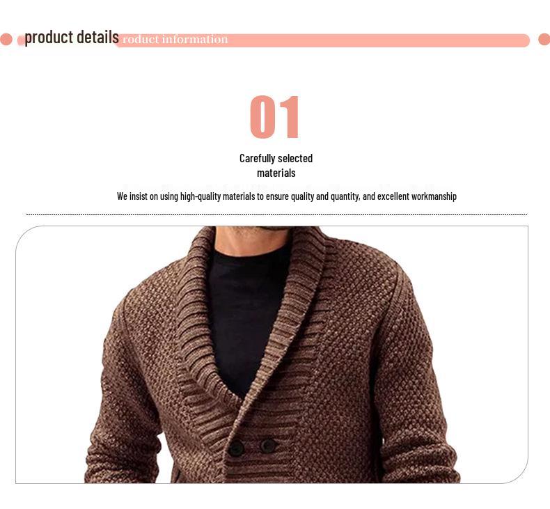 Men's Long Sleeve Solid Color Knitwear - Autumn/Winter Fashion, Comfortable Lapel Design.