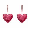 2pcs Elegant Glitter Heart Shaped Pendant with Hanging Rope Vivid Sequin Decorative Supplies Pink Red Handmade Love Key Ring