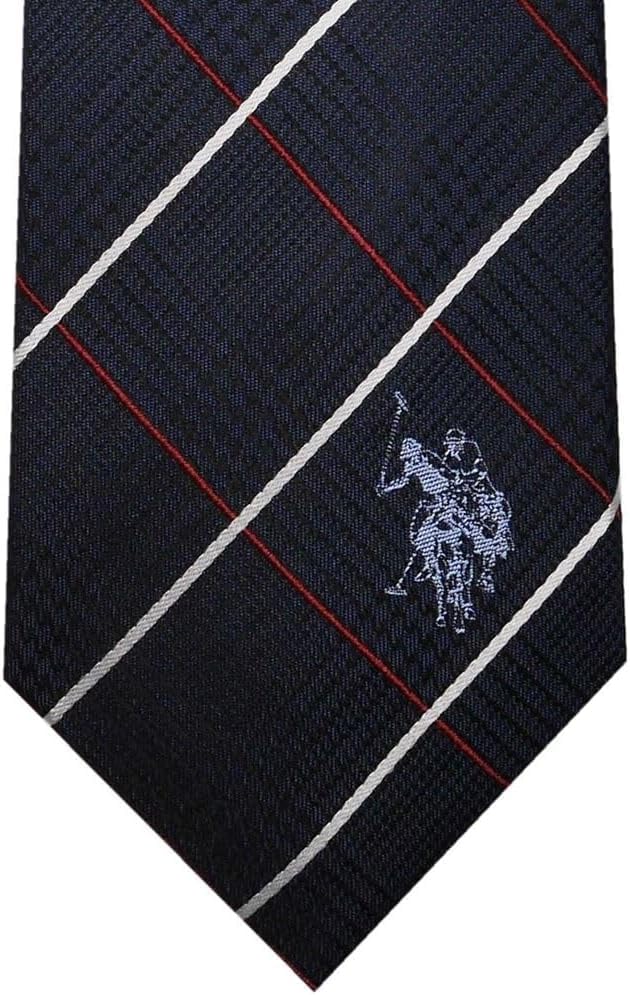 POLO 8cm Tartan Navy Stylish and Suitable for Business Perfect As a Gift for Entrance and U.S. Tie, 100% Silk, Wide, Check, Blue, USPA-89. Occasions.