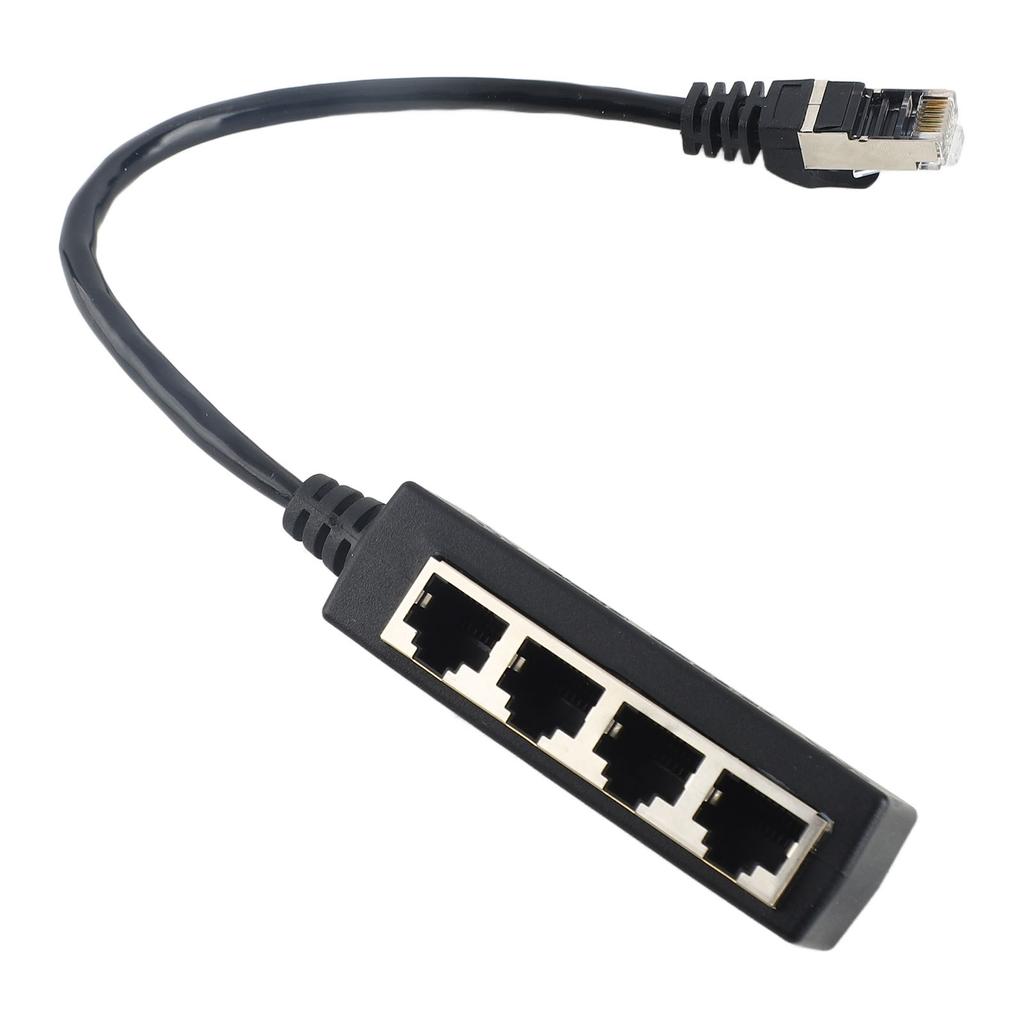 RJ45 Splitter Adapter 1 to 4 Port Smooth Transmission Excellent Connection Network Cable Adapter