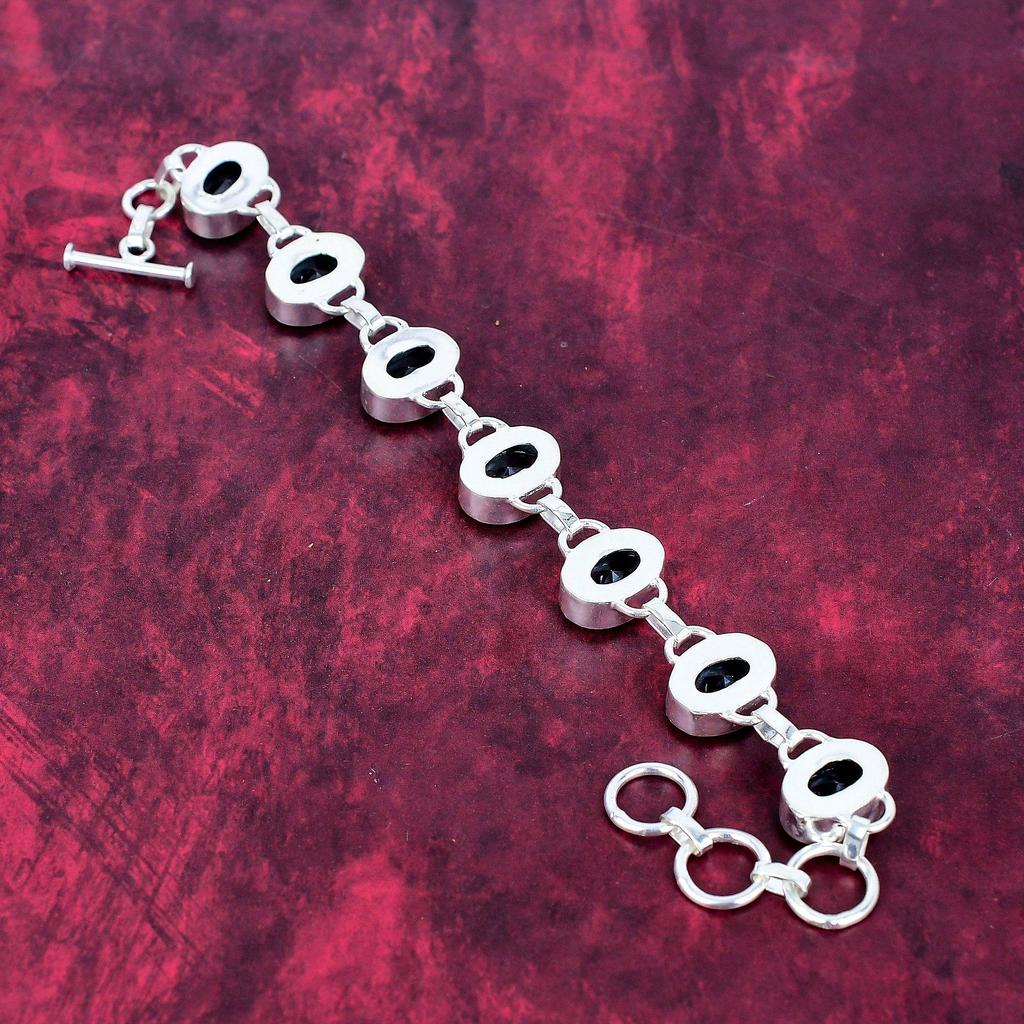 Blautopas 925 Sterling Silber Armband, handgefertigtes Edelstein Armband Schmuck, Geschenke für Frau Brandneues Armband