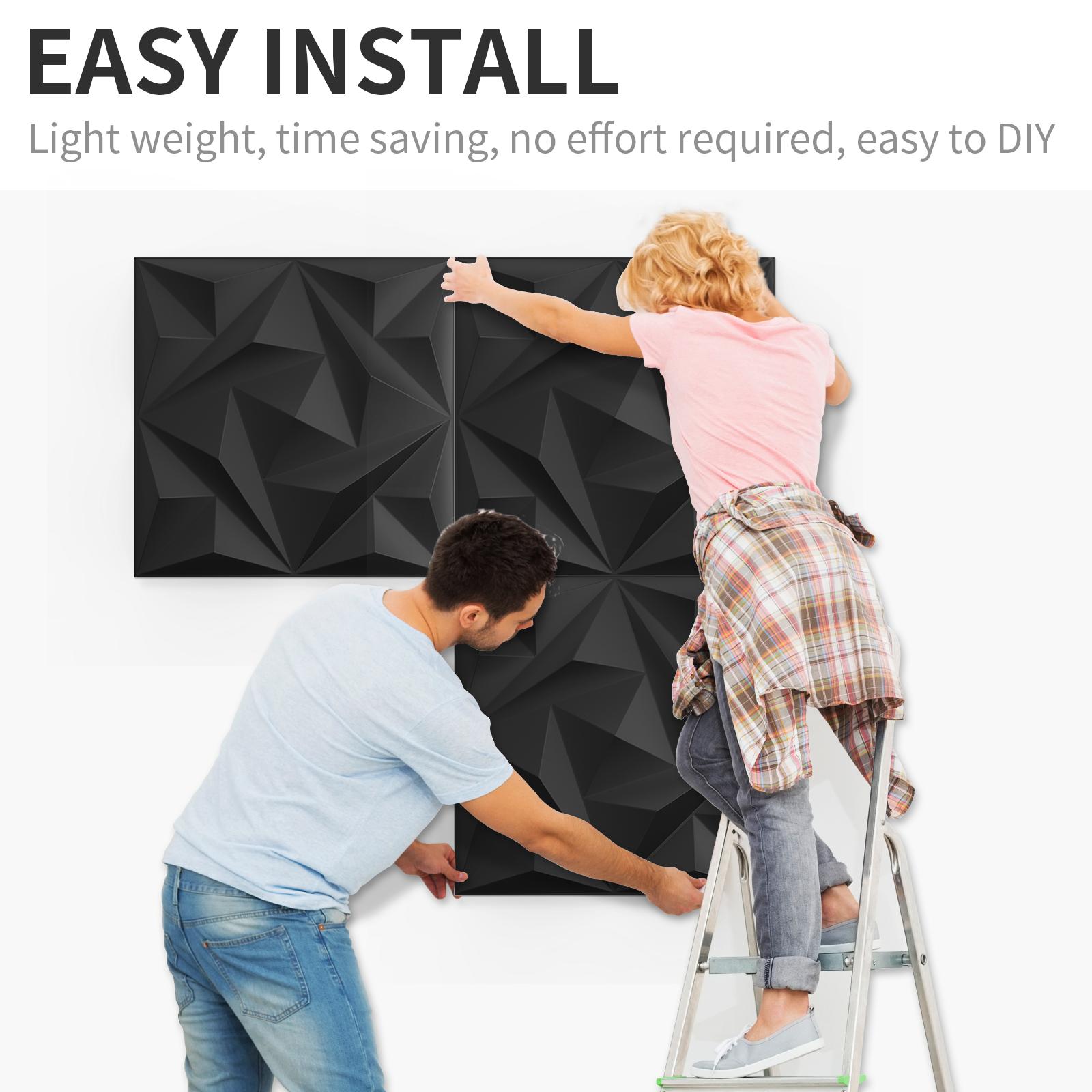 

Текстурированная 3D стеновая панель, декоративные черные стеновые панели из ПВХ для декора внутренних стен, 19,7 x 19,7 дюйма