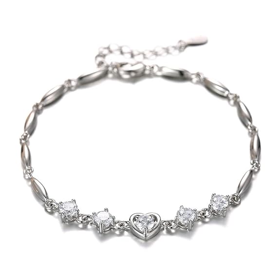 Women's Rose Gold And Silver Plated Heart Shape Bracelet For birthday Gifts