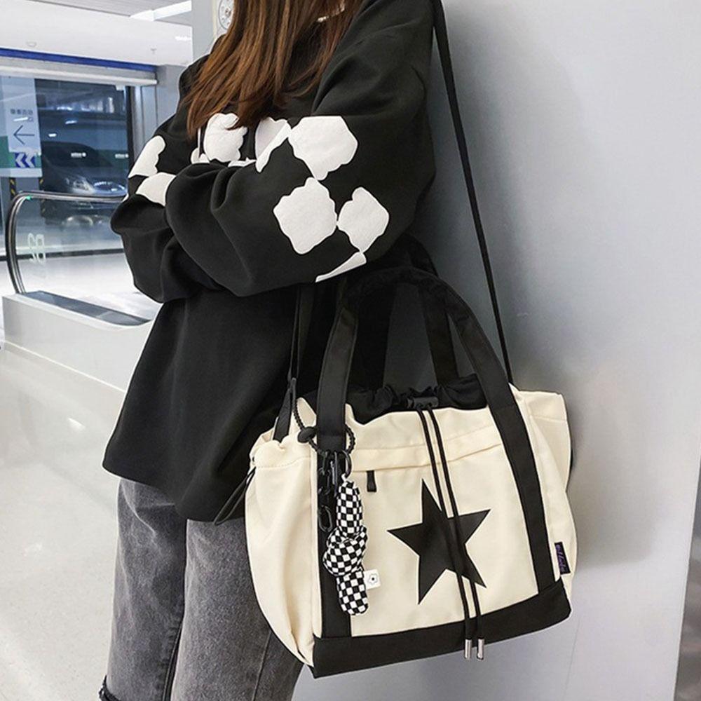 Nylon Star Tote Bag Drawstring Y2K Crossbody Bag Kawaii Large Capacity Shoulder Bag  Outdoor