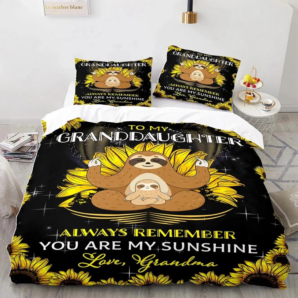 Cartoon Sloth Duvet Cover King Queen Funny Animal Bedding Set for Cool Wildlife Polyester Quilt Cover Boys Birthday