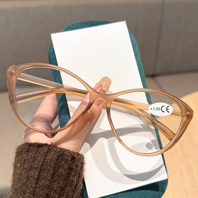Oversized Cat Eye Reading Glasses for Women Men Ultralight Leopard Color Blocked Anti Blue Light Presbyopia Diopters Glasses