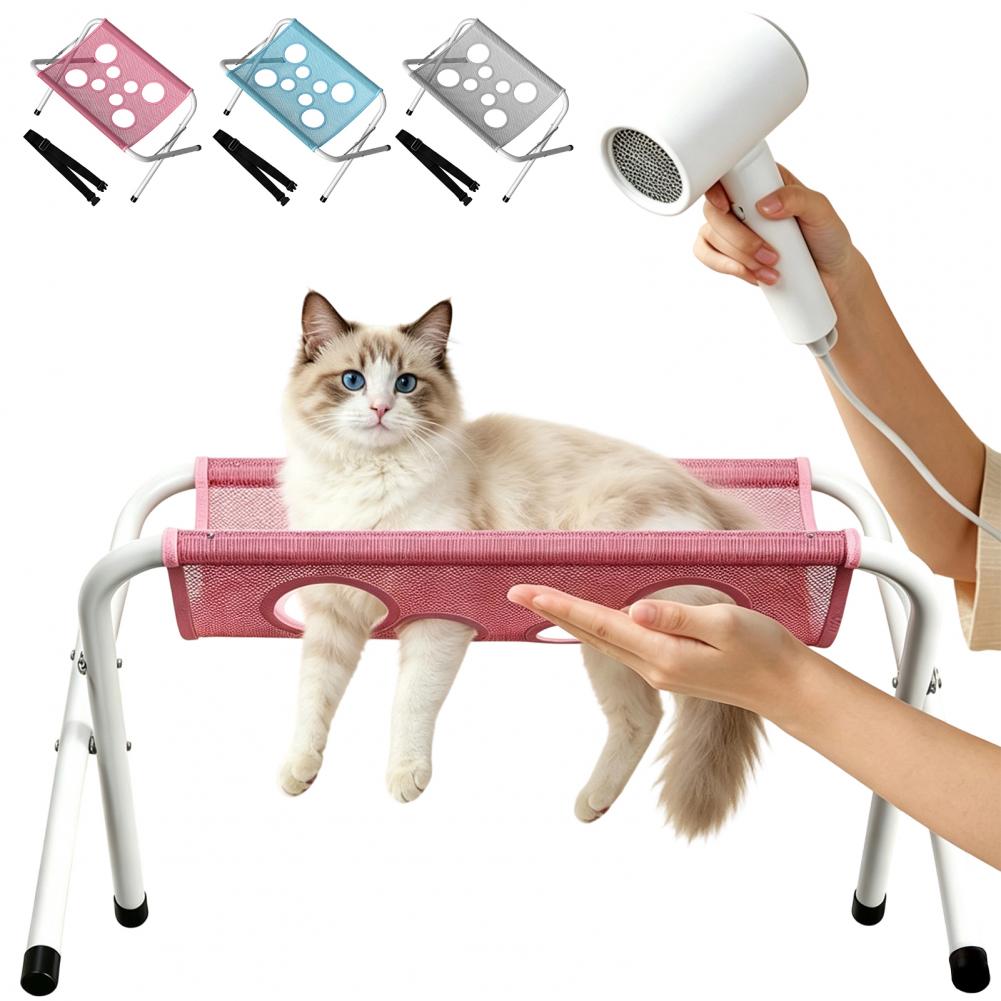 Dog Bathing Helper Pet Grooming Hammock with Stand Folding Mesh Bath Support Rectangular Cat Dog Washing Station for Nail