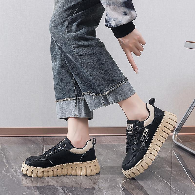 Round Tip Laced High Heel Comfortable Women White Sneakers Platform Women Shoes Trainers Sport High-level Krasovka Casual