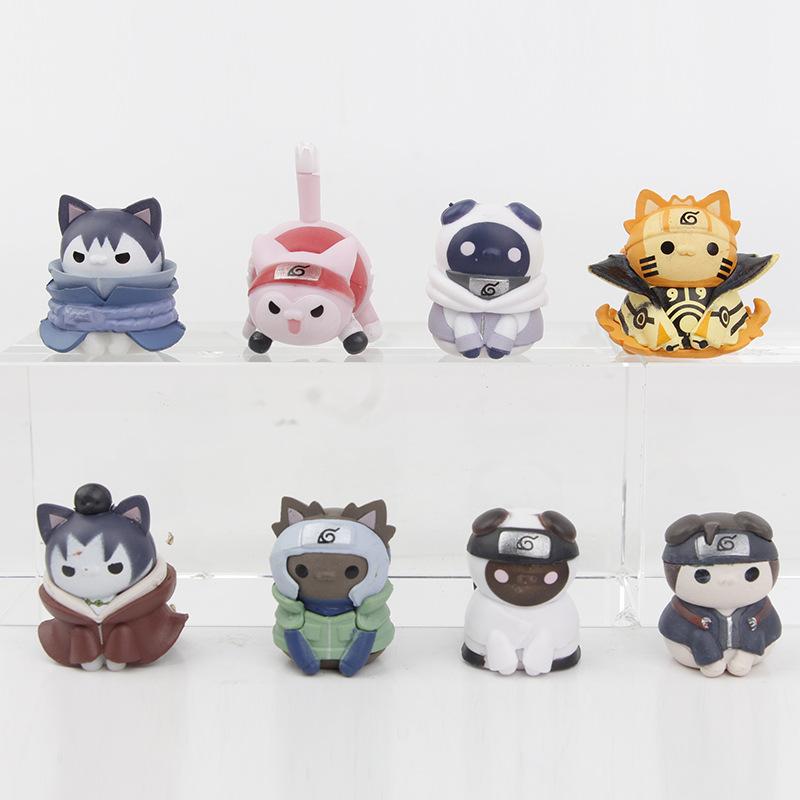 

8pcs/kit Animation Latest Naruto Kakashi Sasuke Cat Adorable Action Figure Figure Miniature High Quality Playthings