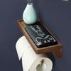 Homeglen Solid Wood Adhesive Toilet Paper Holder with Shelf