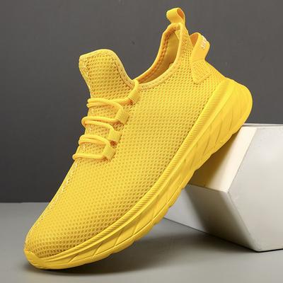 Fashion Classic Yellow Running Shoes Men Mesh Breathable Sports Men's Sneakers Lightweight Big Size 47 Jogging Walking Shoes Man