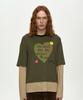 ADSB ANDERSSON BELL (Essentieel) Hart Boodschap Streep Gelaagd T-shirt met Lange Mouwen Atb1430M(Khaki)