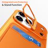 For iPhone 15 Pro Max Case Lens Frame Kickstand Metal Frameless Phone Cover with Leather Card Slots