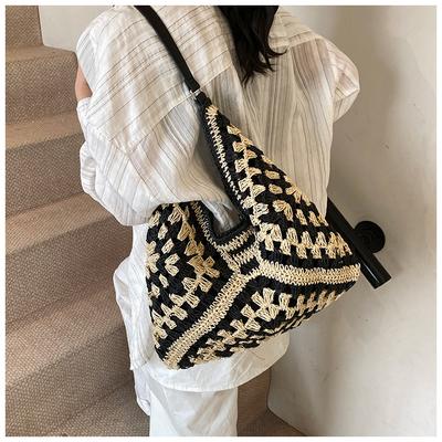 Bolsa tecida de grande capacidade para mulheres 2025 nova verão férias à beira-mar bolsa de palha bolsa tote de ombro