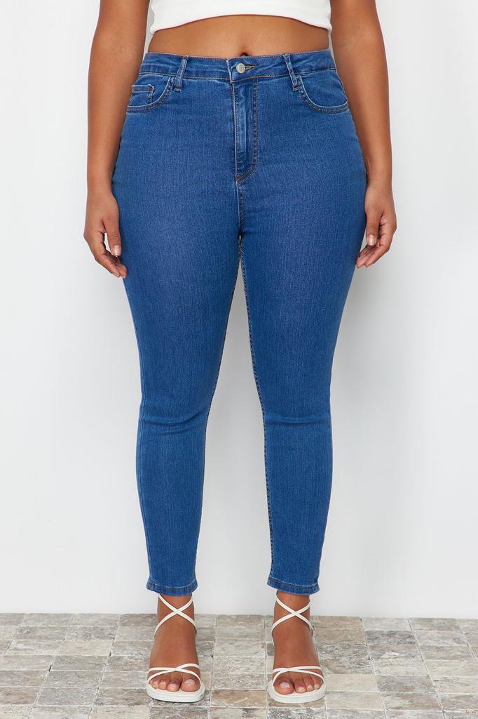 Women's Style Plus Size Dark Blue Estra Flexible Skinny Jeans