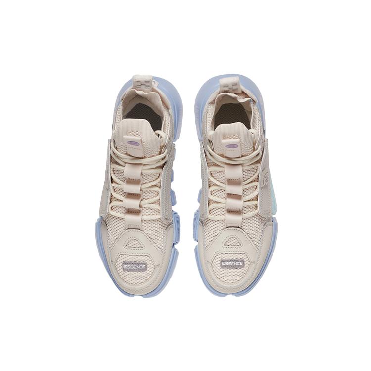 New LINING Essence 2 ACE Vintage Basketball Shoes Women's Mid Top Pearl White/Snow Gray ABCS012-1