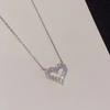 Korean Sweet Crystal Heart Necklace For Women Jewelry Trending New Luxury Women's Silver Color Necklaces Colar Kolye Gifts