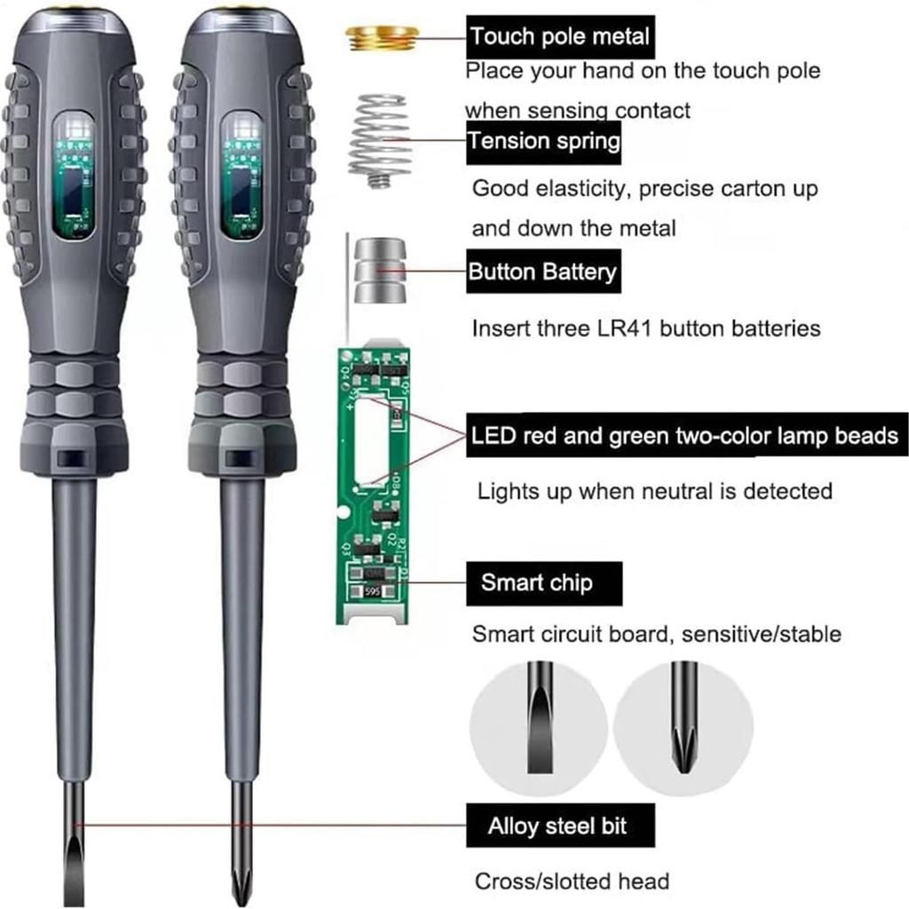Screwdriver Electricity Detector High Torque Screwdriver Tool Strong Magnetic Screwdriver Head Electrical Current Test Detector