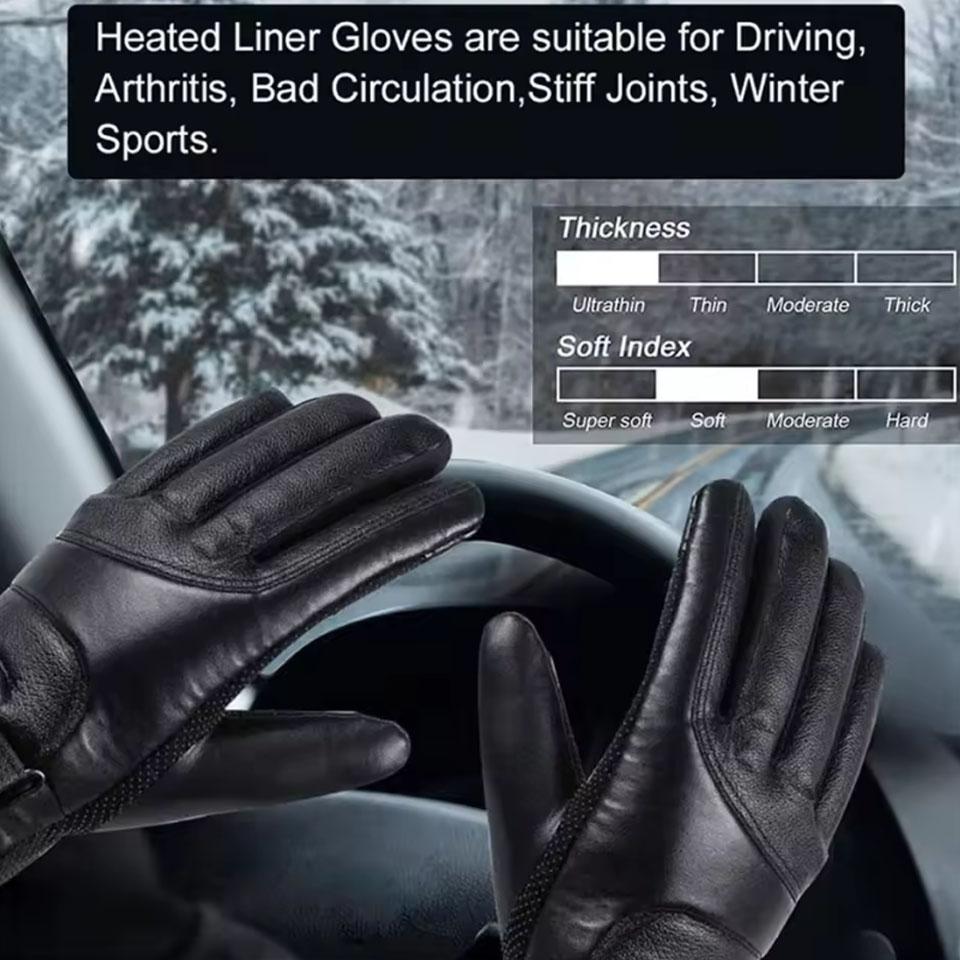 Motorcycle Heating Gloves Men Three Levels of Temperature Regulation Leather Waterproof Warm Gloves Touch Screen Outdoor Sports