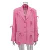 Women Y2k Bow Casual Office Blazer Top Cute Notch Lapel Button Up Jacket Oversized Long Sleeve Coat