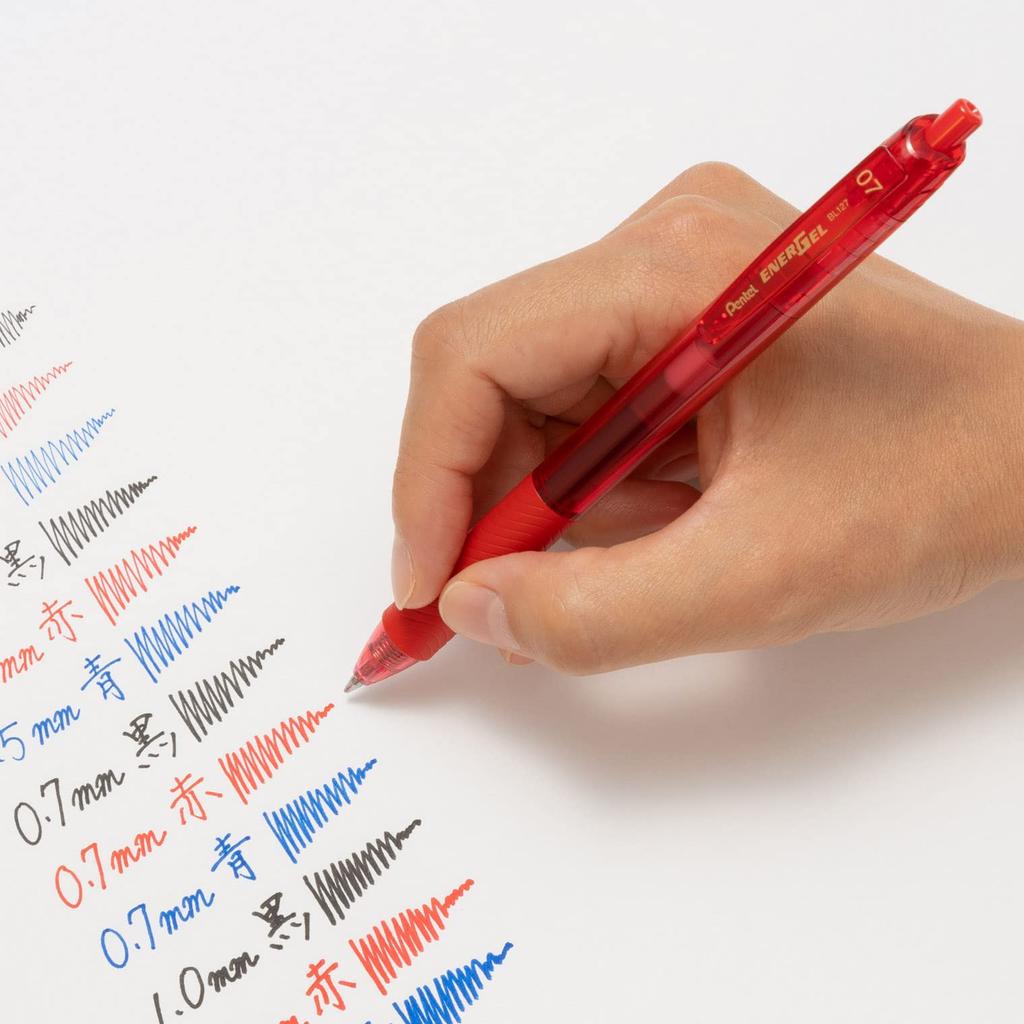 Pentel EnerGel S Gel Ink Ballpoint Red Set of 5 0.7mm Pen, Barrel, XBL127-B,