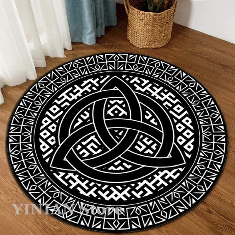 3D Viking Yggdrasil Tree of Life Area Rug Round Carpet Rugs for Living Room Bedroom Sofa Decoration Kids Play Non-slip Floor Mat