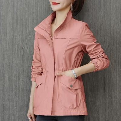 Double Layer Women Windbreaker Spring Autumn Short Coat Fashion Plus Size Stand-Up Collar Ladies Jacket