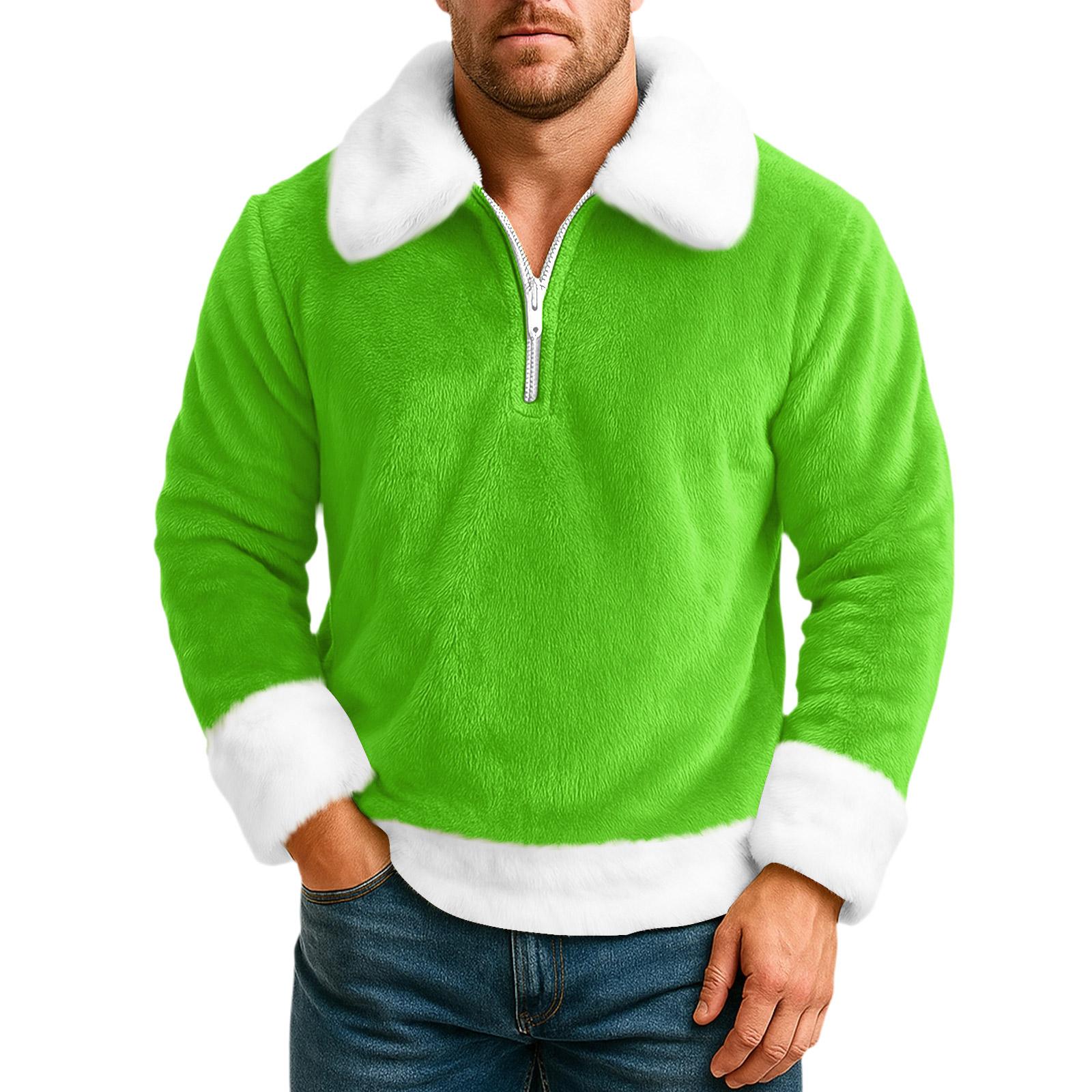 

Men s Leisure Half Zipper Flip Collar Hoodie M зелёный