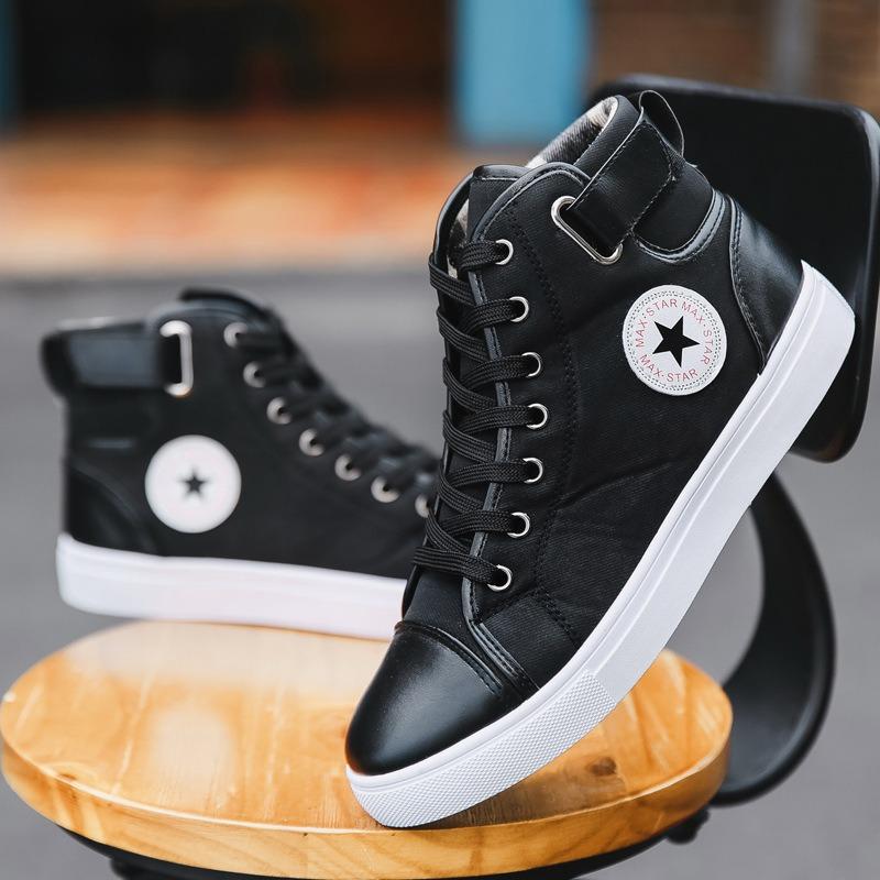 New Simple and Versatile Large Size High-top Men's Shoes Couple Shoes Board Shoes Casual Shoes Sub-size
