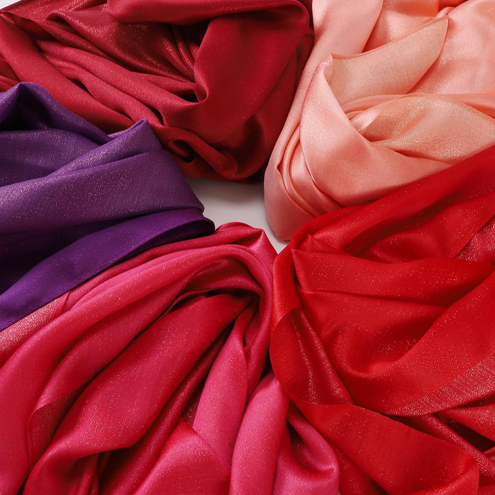 Women Plain Glitter Hijabs Scarf Gold Shimmer Muslim Long Wraps Shawls Hijab Scarves
