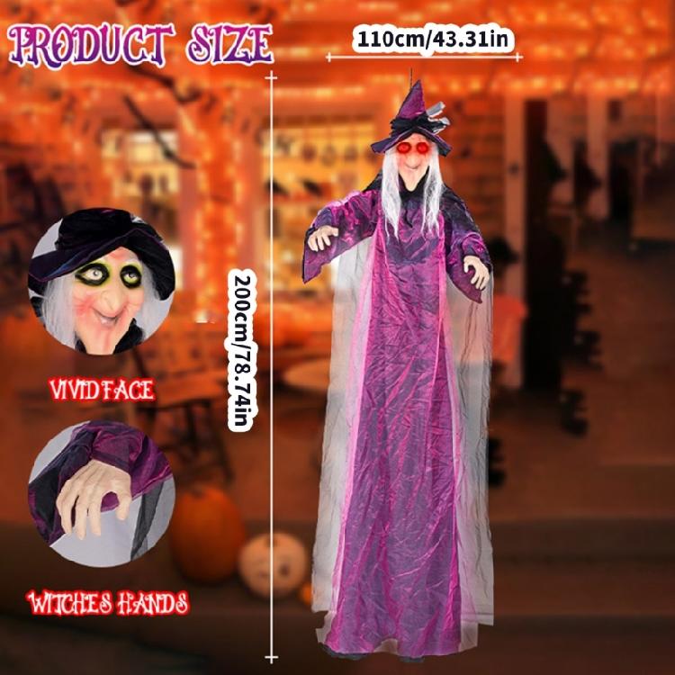 Realistic Halloween Witch Hangings Unique Halloween Witch Decoration with Sound and Lights for Indoor Outdoors Use