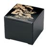 Wakaizumi Lacquerware, 6.5-inch Jubako (Three-Tier) Box with Black Pine, Bamboo, and Plum Design (Black Interior), H-158-67A