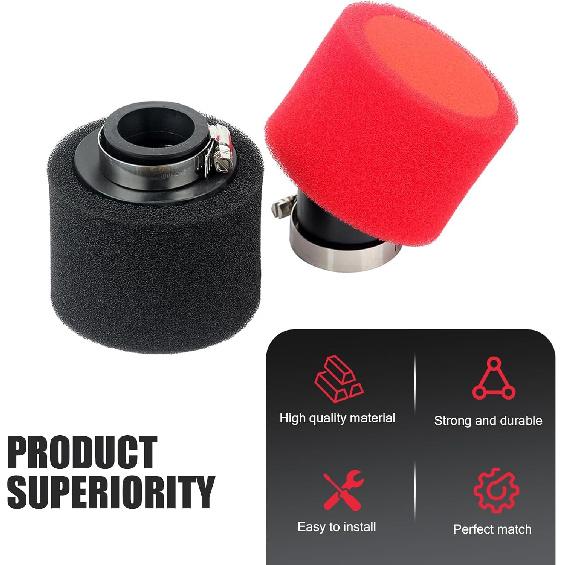 2 PCS Motorcycle Air Filter, Elbow Straight Sponge Air Filter, Repair Replacement Conversion Accessories, Fits for Most 50cc-300cc Motorcycles