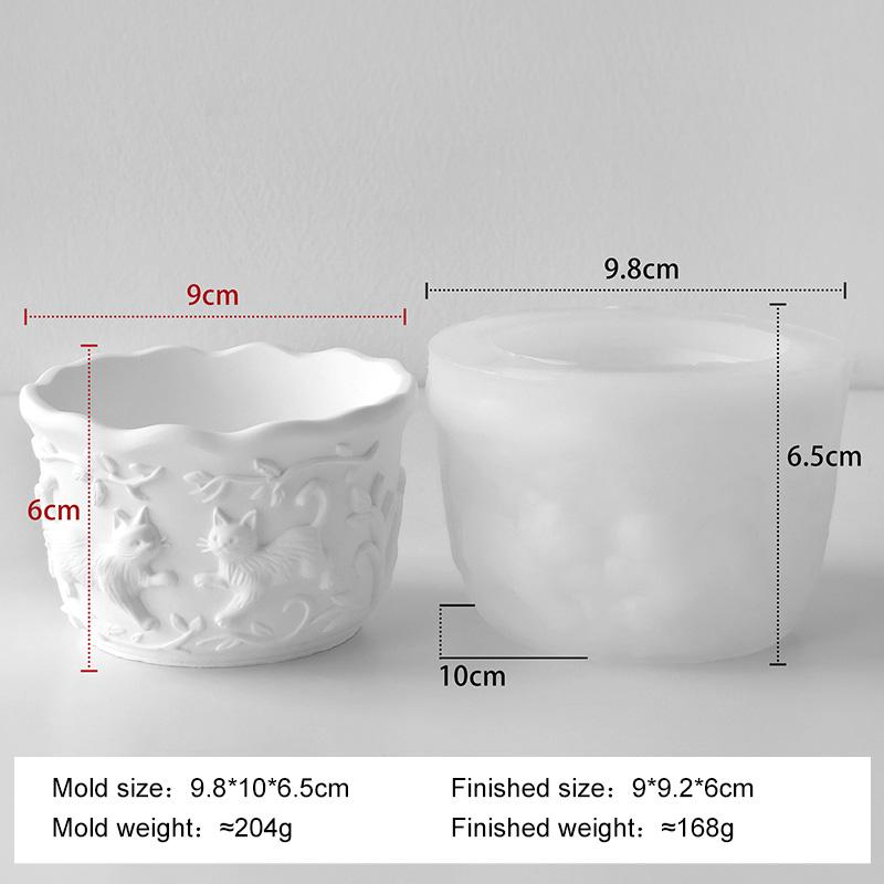 

Мультяшное животное котенок щенок рельефная ваза силиконовая форма гипс кашпо смешанная глина цемент сад цветочный горшок форма