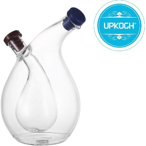 

UPKOCH Healeved Прозрачные стеклянные бутылки-диспенсеры для оливкового масла и уксуса с двойным носиком-дозатором и пробками для приготовления пищи - 15,5 x 9,2 x 9,2 см (Круглый)