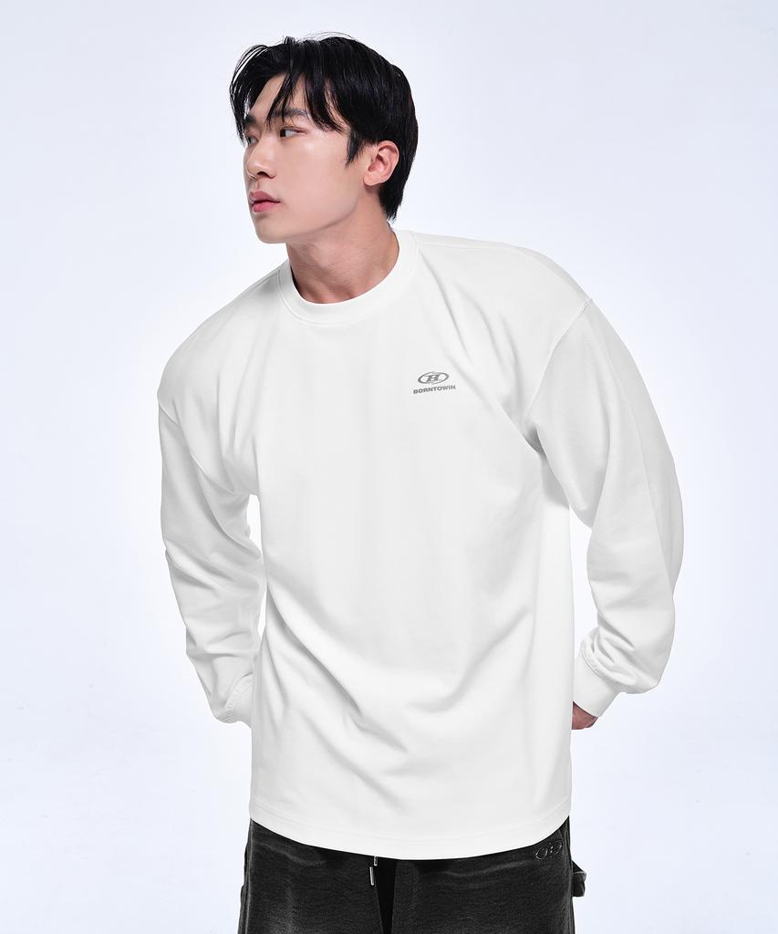 BORN TO WIN Silver B Logo Over Fit Long Sleeve [White]
