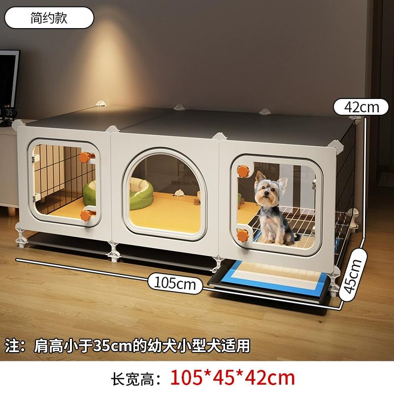 Small Dog Crate with Separate Toilet Area Puppy House for Teddy Bichon Pet Bedroom Kennel Cozy Puppy Home with Removable Tray