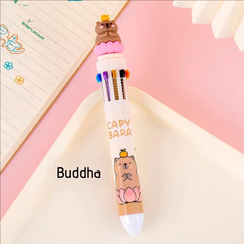 

Kawaii Capybara Multicolor Pen 0.5Mm Vivid Ink Pen Animation Creative Gel Capybara Pen Ten-Color Brown Vivid 10-Color