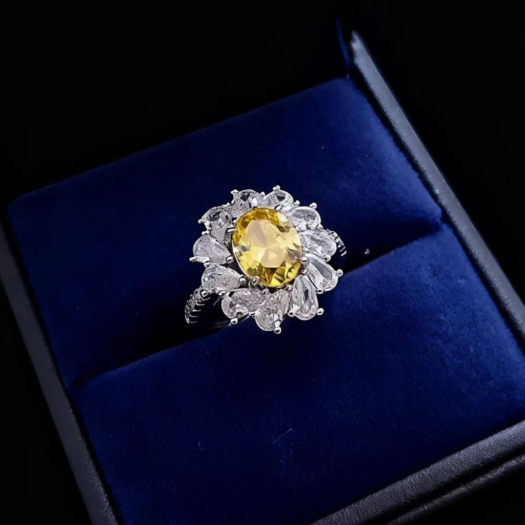 Fashion Coconut Round Papalacha Pink Diamond Ring Women'S Light Pink Treasure Flower Women'S Ring High Carbon Full Diamond Ring